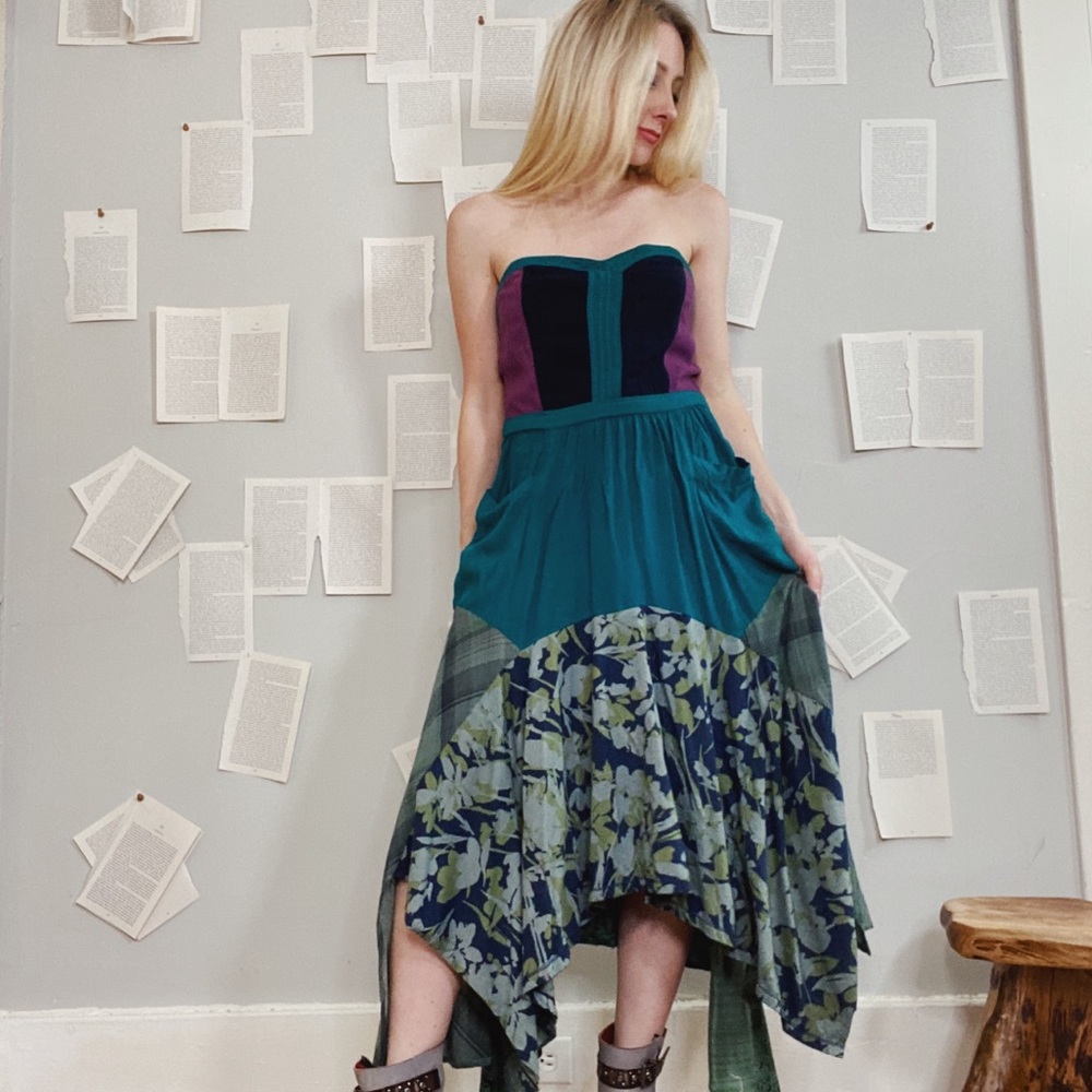 S Strapless Boho Dress